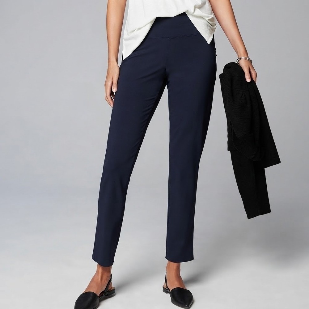 BOSS Hugo Boss Women's Tiluna Side-Zip Crop Ankle Trousers Size 14 Navy Blue